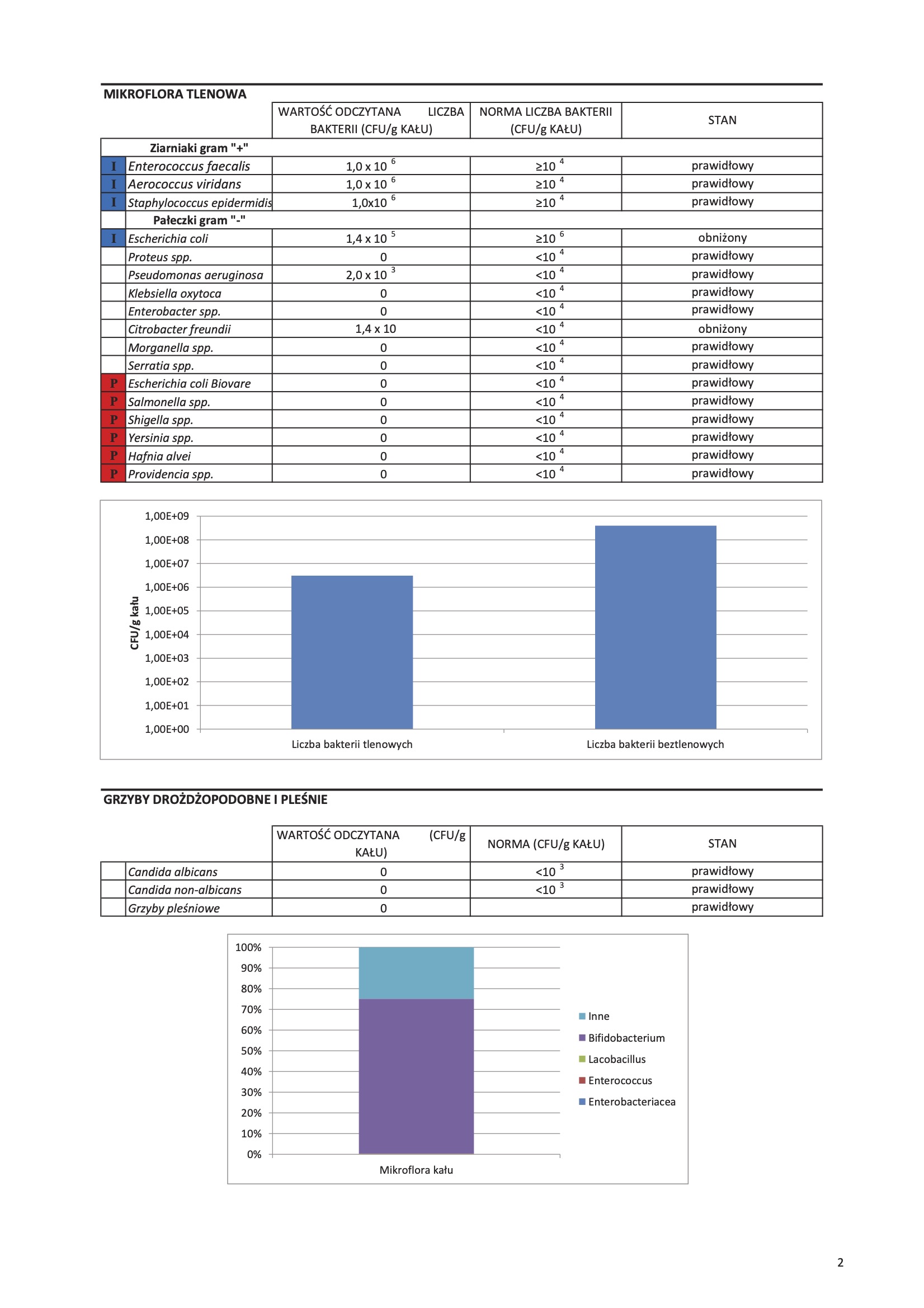 Wynik badania mikroflory jelitowej w Santelab strona 2